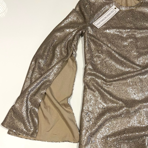 NWT Dress The Population sequin dress, XXS, Sand - Picture 6 of 14